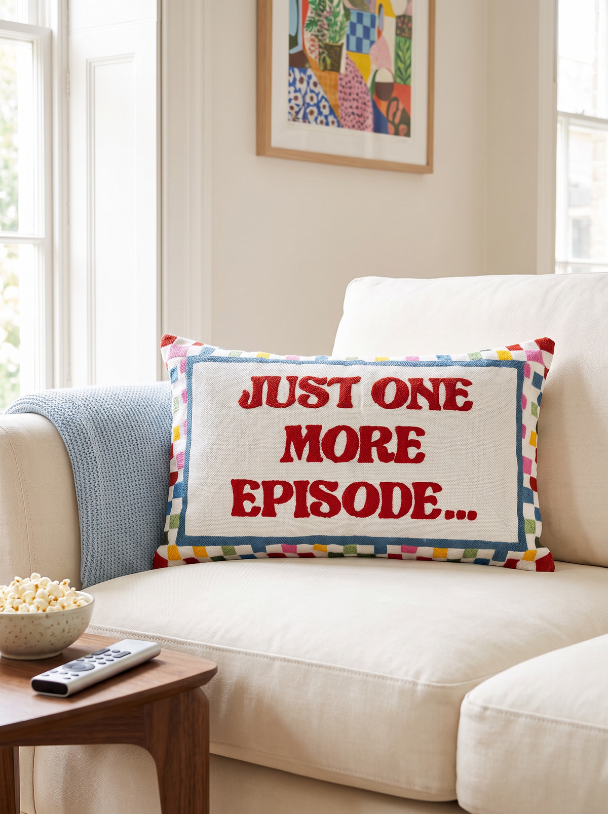 Just One More Episode - Slogan Needlepoint Pillow