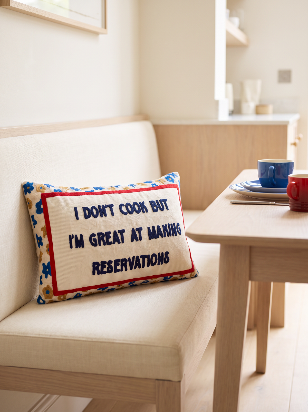 I Don't Cook But I'm Great At Making Reservations Needlepoint Pillow