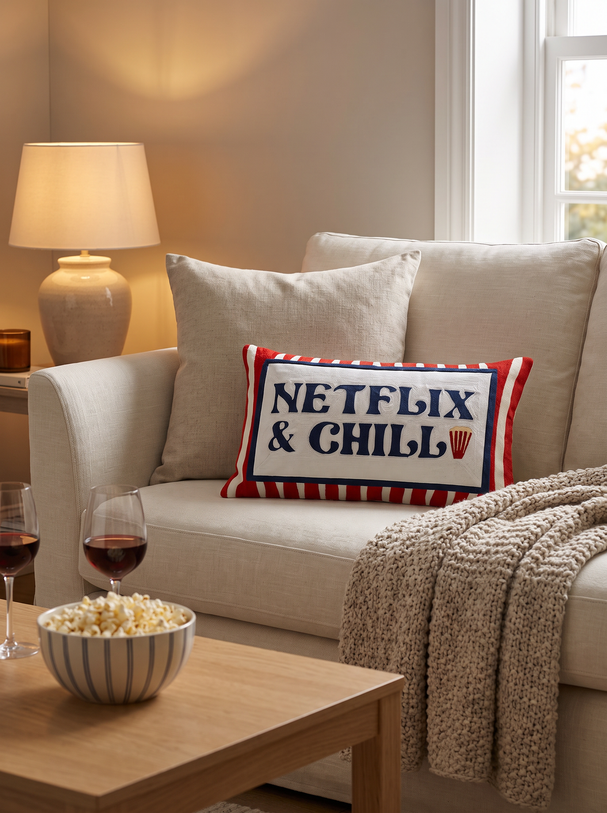 Netflix & Chill Needlepoint Pillow