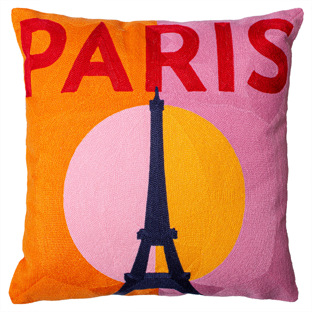 Paris.Contemporary needlepoint pillows. Handmade trendy colourful