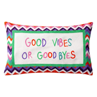 Good Vibes or Good Byes Needlepoint Pillow