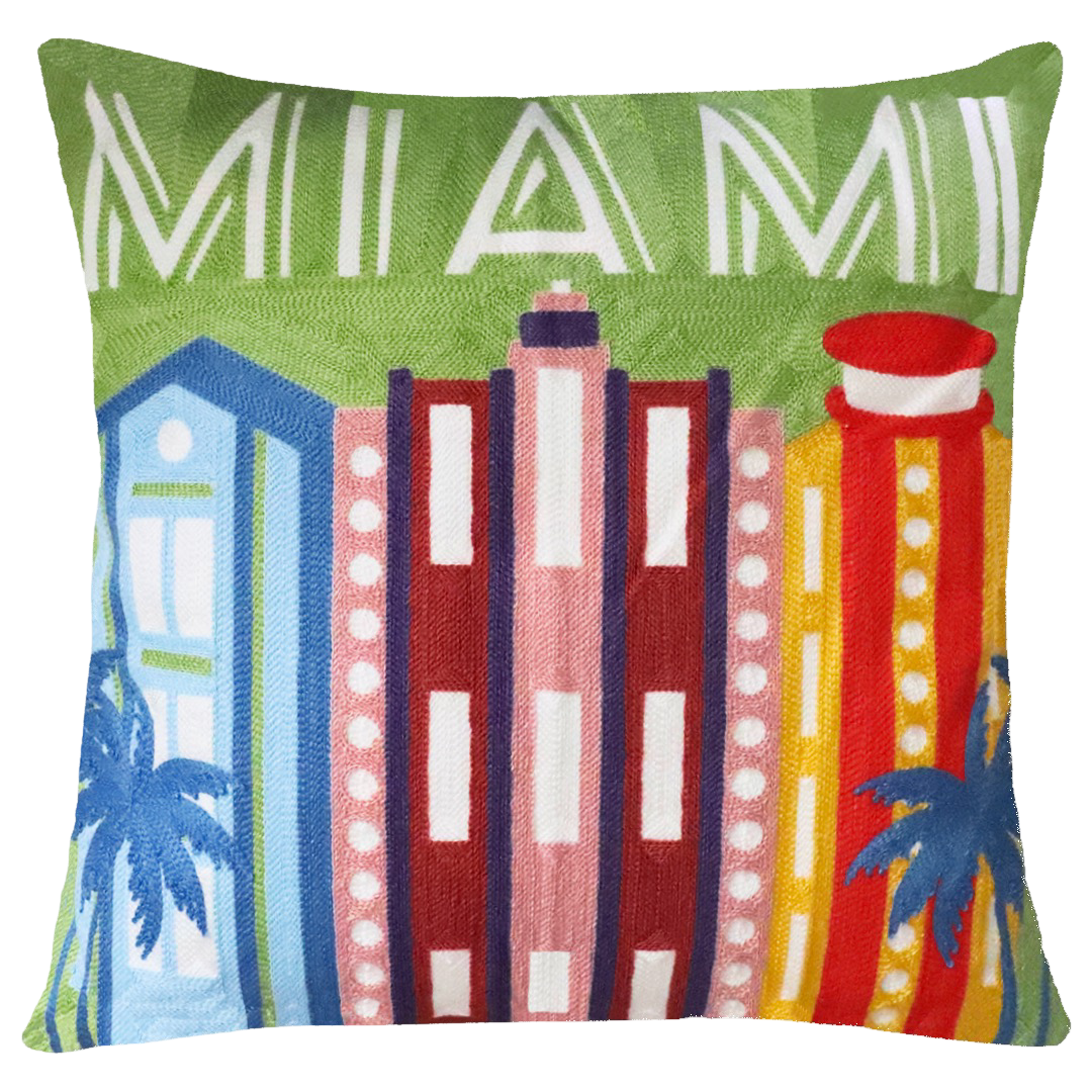 Miami Needlepoint Pillow – Colourful Art Deco Statement Cushion