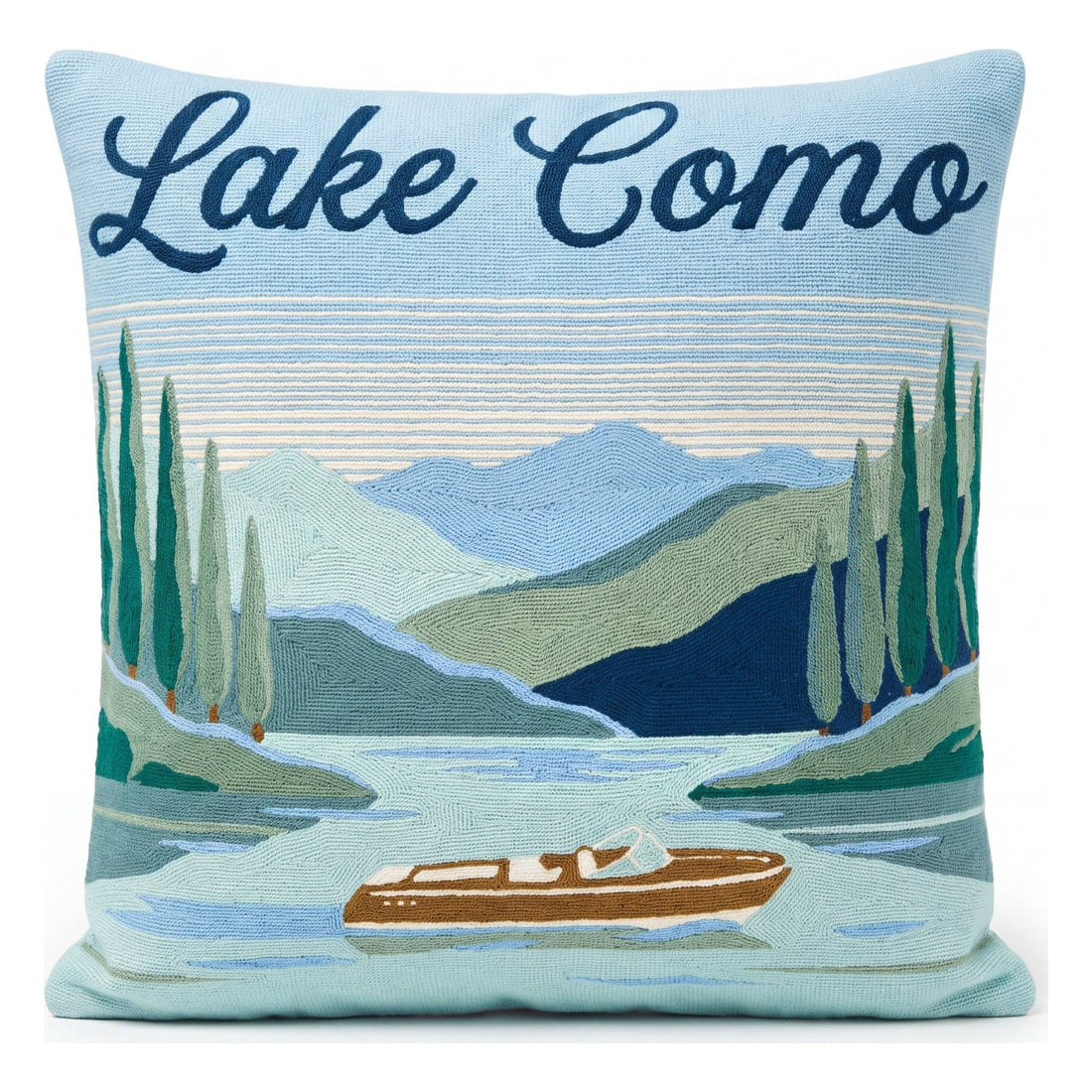 Lake Como needlepoint cushion, a housewarming gift
