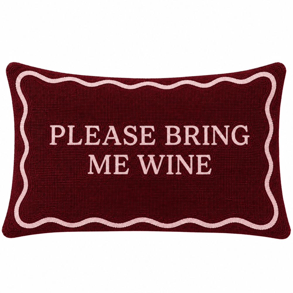 Please Bring Me Wine needlepoint cushion by The Pillow Drop