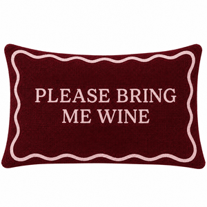 Please Bring Me Wine needlepoint cushion by The Pillow Drop