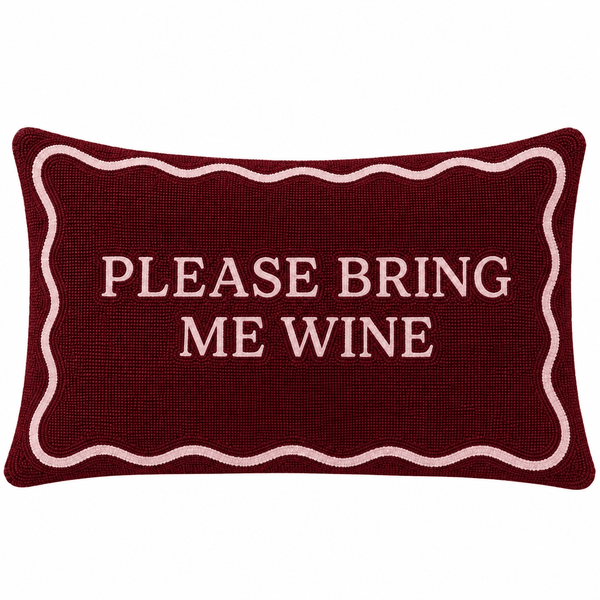 Please Bring Me Wine needlepoint cushion by The Pillow Drop