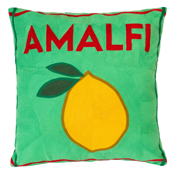 Amalfi Lemon needlepoint cushion by The Pillow Drop