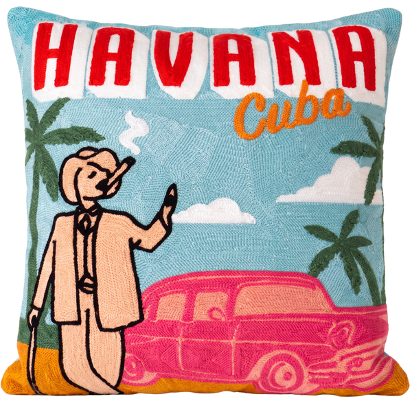Havana Cuba needlepoint cushion by The Pillow Drop