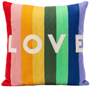 Rainbow LOVE Needlepoint Pillow