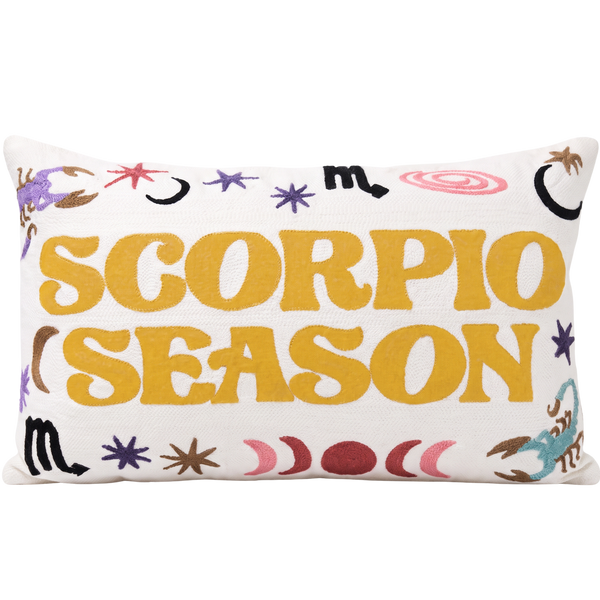 Scorpio Season zodiac needlepoint cushion by The Pillow Drop