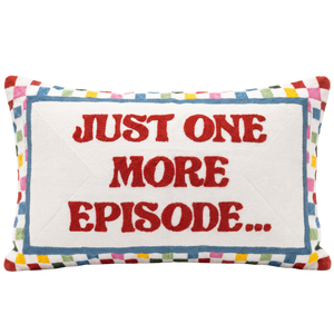Just One More Episode needlepoint cushion by The Pillow Drop