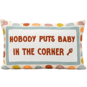 Nobody Puts Baby In The Corner needlepoint cushion by The Pillow Drop