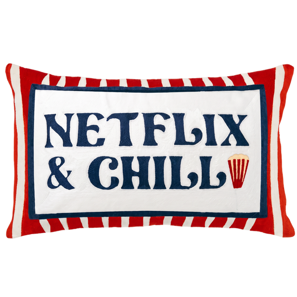 Netflix and Chill needlepoint cushion by The Pillow Drop