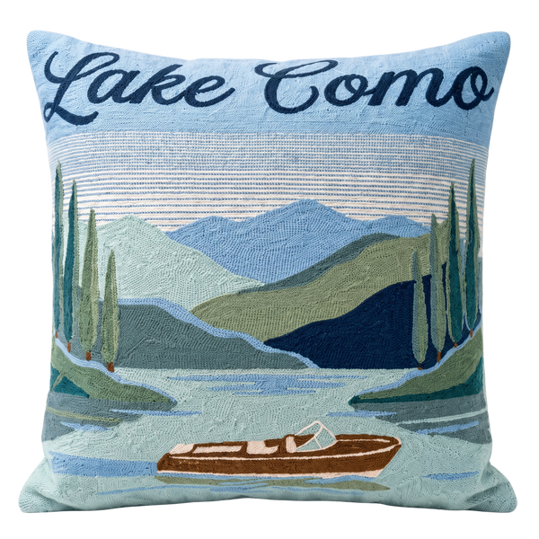 Lake Como Needlepoint Pillow