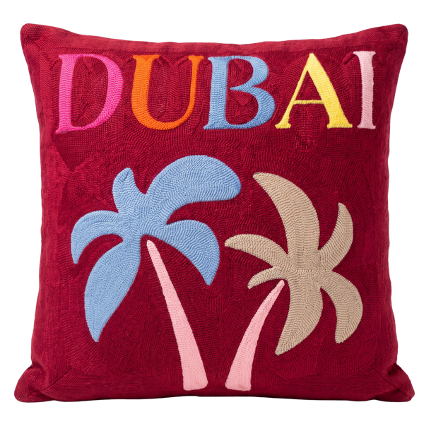 Dubai Palm Needlepoint Pillow
