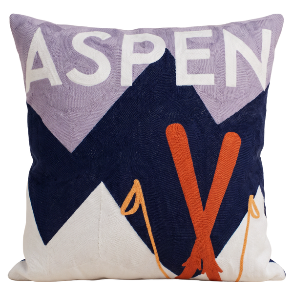 Aspen Ski Needlepoint Pillow