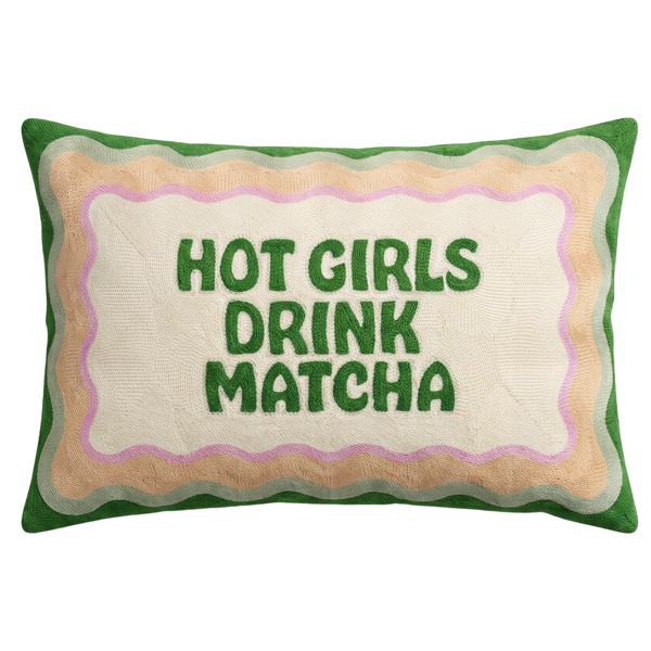 Hot Girls Drink Matcha Needlepoint Pillow