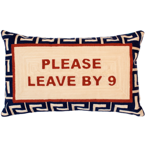 Please Leave By 9 needlepoint cushion by The Pillow Drop