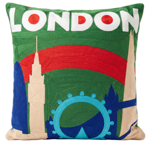 London Skyline needlepoint cushion by The Pillow Drop