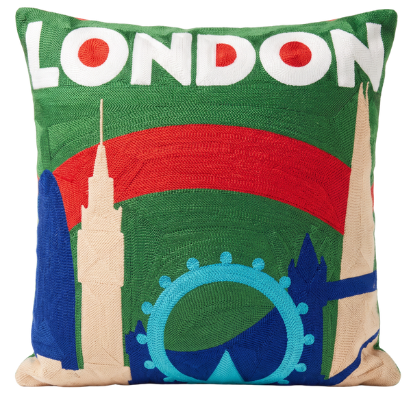 London Skyline needlepoint cushion by The Pillow Drop