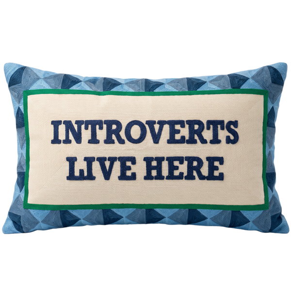 Introverts Live Here Needlepoint Pillow