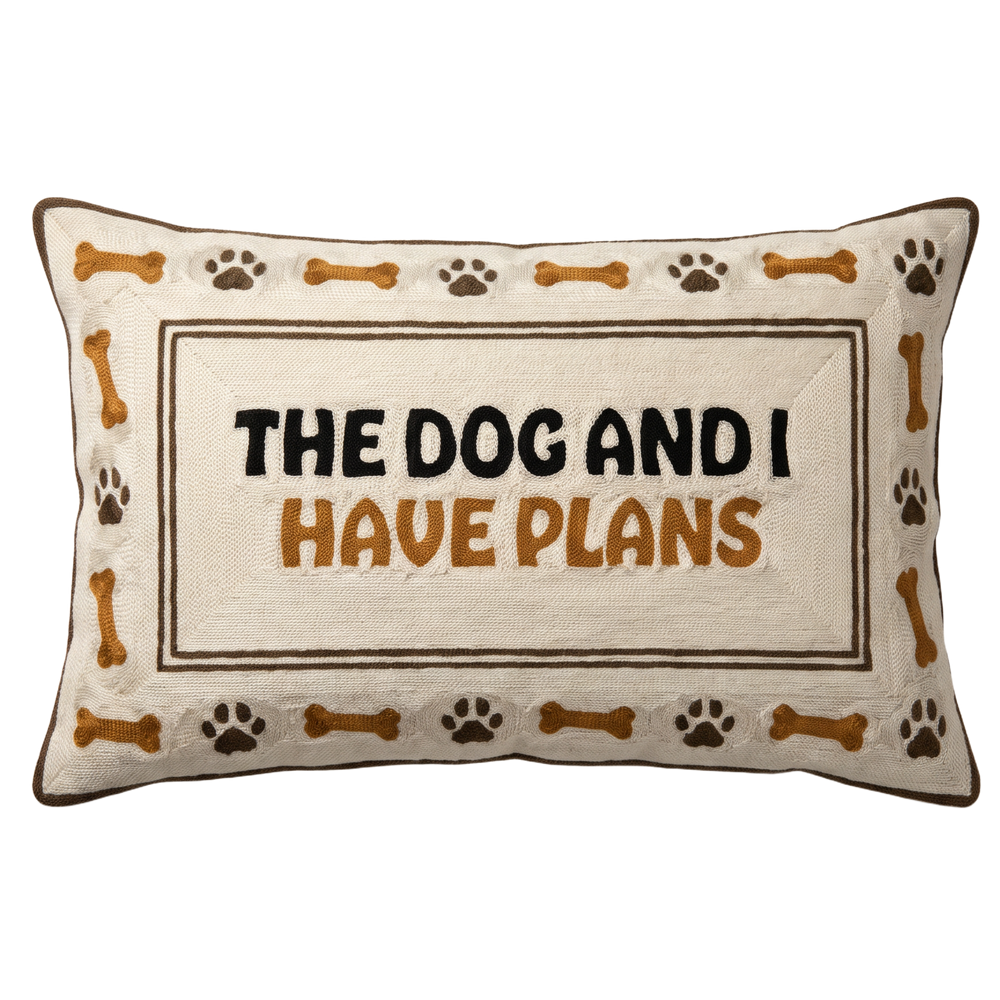 The Dog and I Have Plans needlepoint cushion by The Pillow Drop