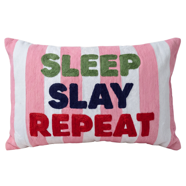 Sleep Slay Repeat Needlepoint Pillow