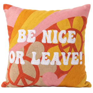 Be Nice or Leave needlepoint cushion by The Pillow Drop