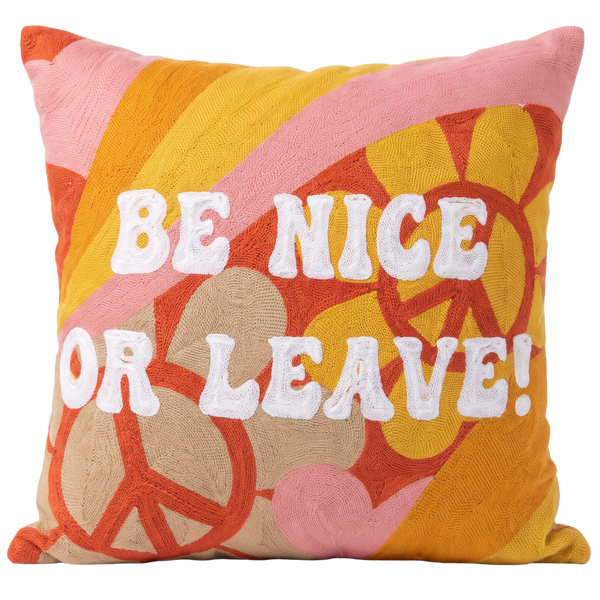 Be Nice or Leave needlepoint cushion by The Pillow Drop