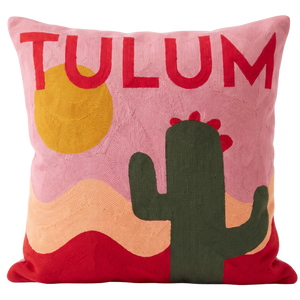 Tulum Cactus needlepoint cushion by The Pillow Drop
