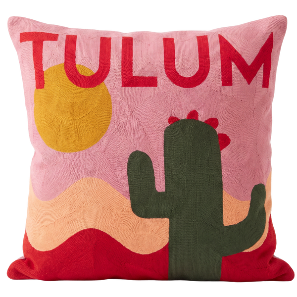 Tulum Cactus needlepoint cushion by The Pillow Drop