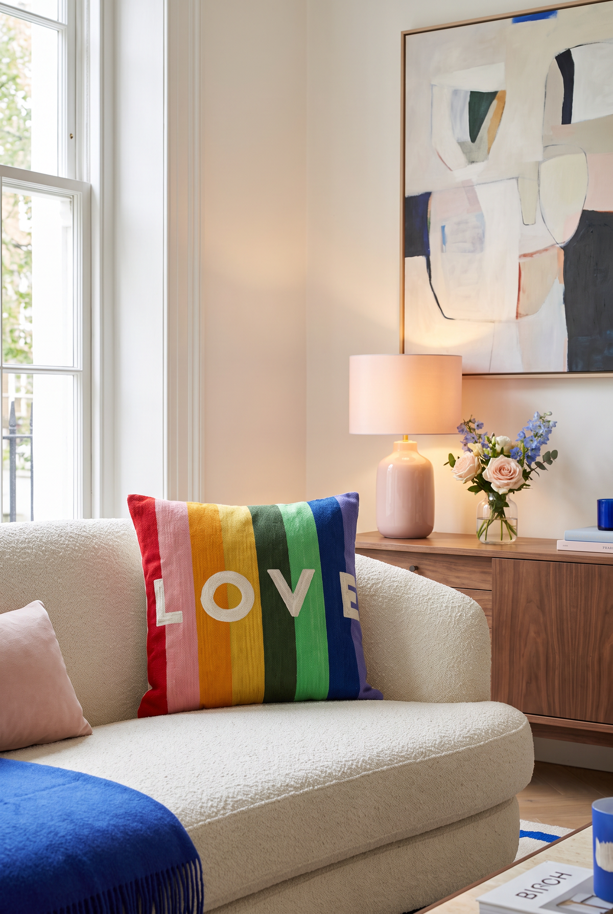 Rainbow LOVE Needlepoint Pillow