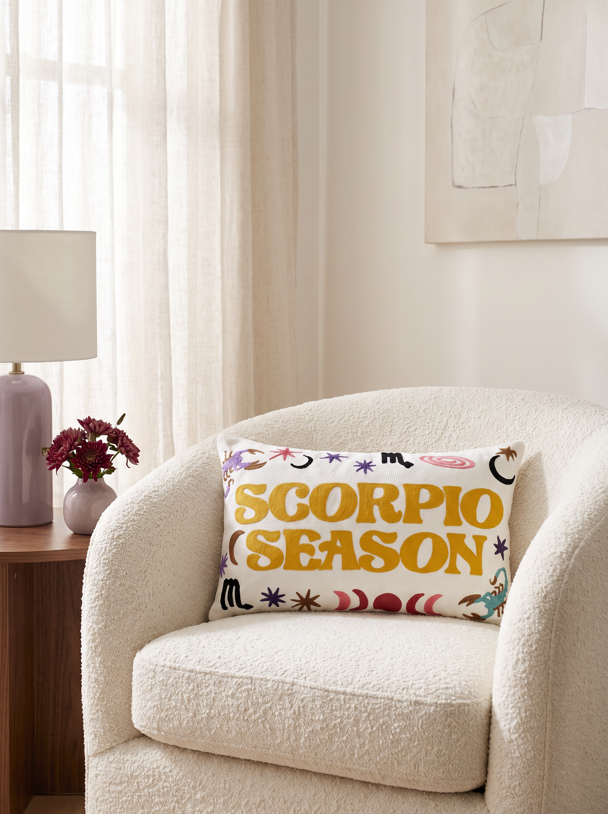 Scorpio Zodiac Needlepoint Pillow