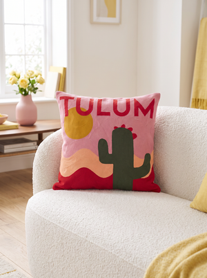 Tulum Cactus needlepoint cushion, alternate view