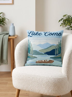 Lake Como Needlepoint Pillow