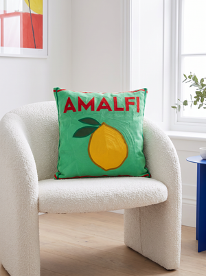 Amalfi Lemon needlepoint cushion, alternate view