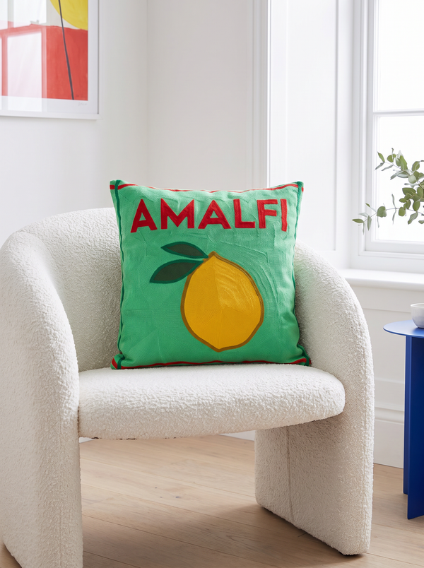 Amalfi Lemon needlepoint cushion, alternate view