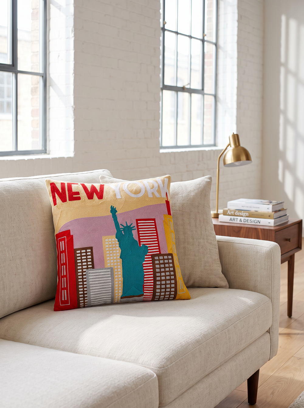 New York City needlepoint cushion by The Pillow Drop