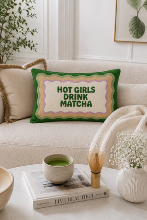 PREORDER Hot Girls Drink Matcha Needlepoint Pillow