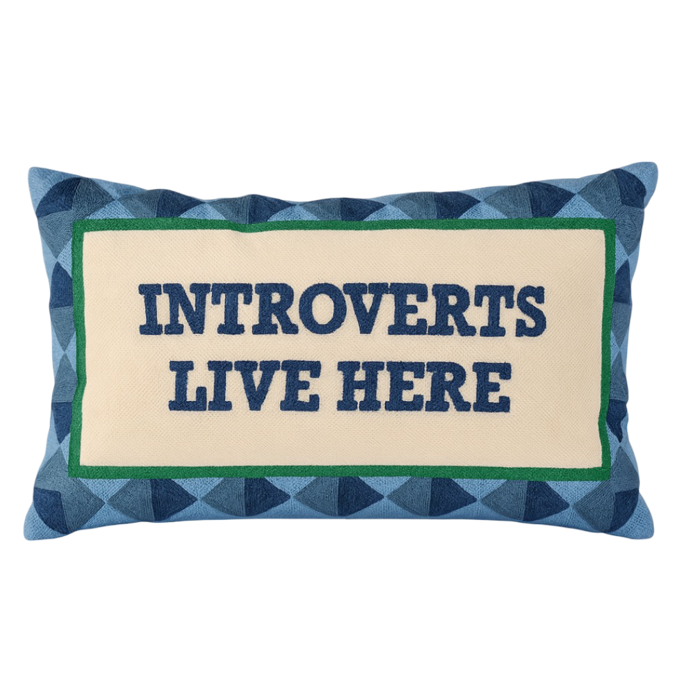 Introverts Live Here Needlepoint Cushion