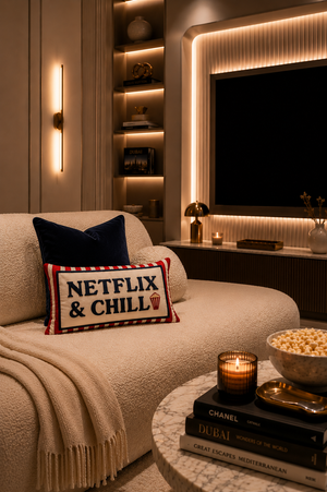 Netflix & Chill - Slogan Needlepoint Pillow