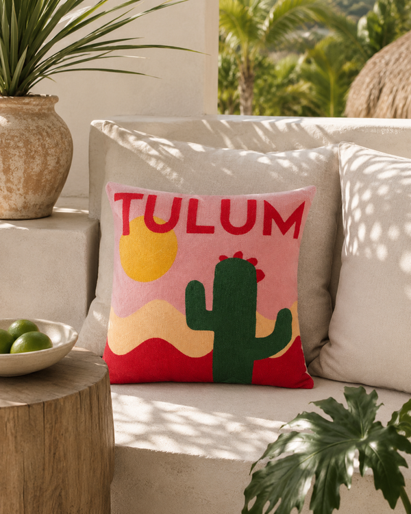 Tulum Cactus Needlepoint Pillow