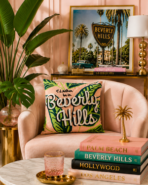 Beverly Hills - Needlepoint Travel Inspired Pillow