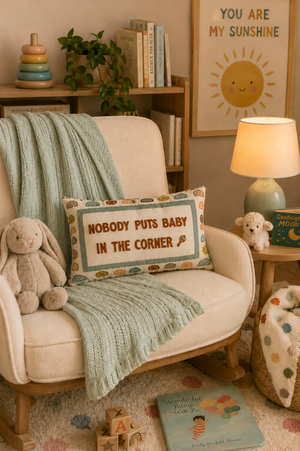 Nobody Puts Baby In The Corner - Slogan Needlepoint Pillow