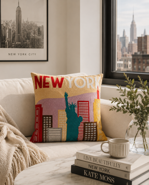 New York Skyline Needlepoint Pillow