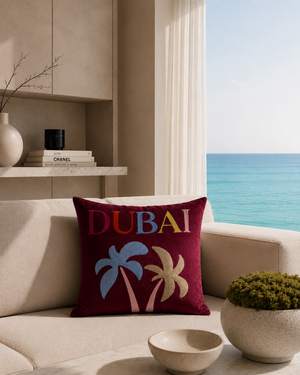 Dubai Needlepoint Pillow – Luxury Palm Design