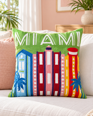 Miami Art Deco needlepoint cushion, alternate view