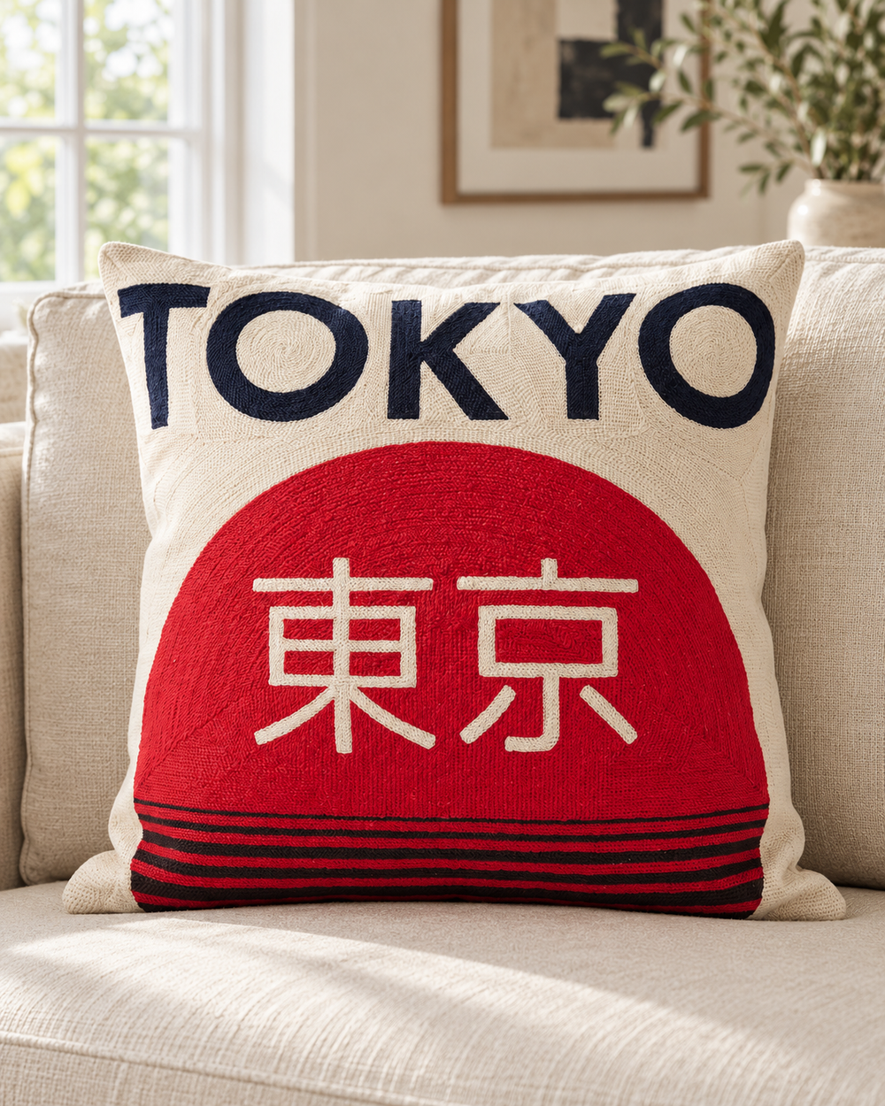 Tokyo Japanese needlepoint cushion by The Pillow Drop