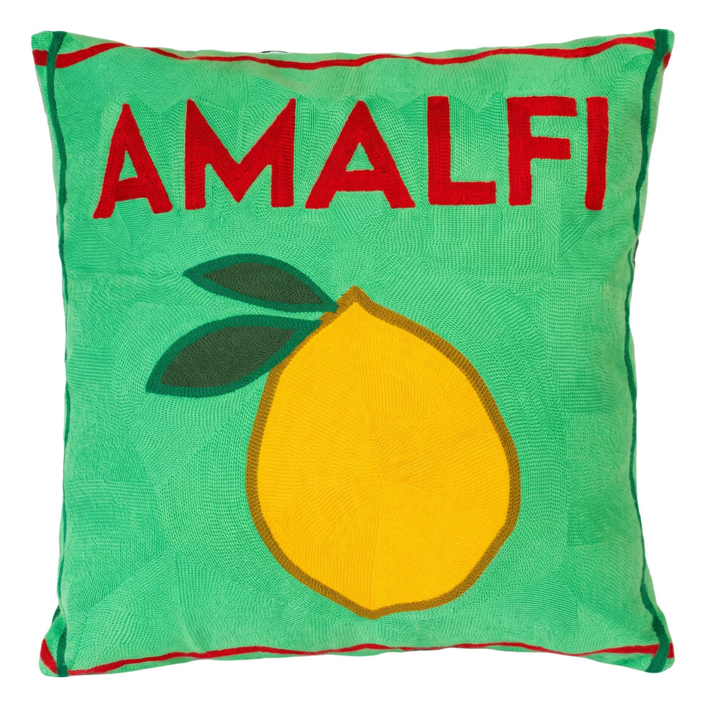 Amalfi Lemon needlepoint cushion by The Pillow Drop