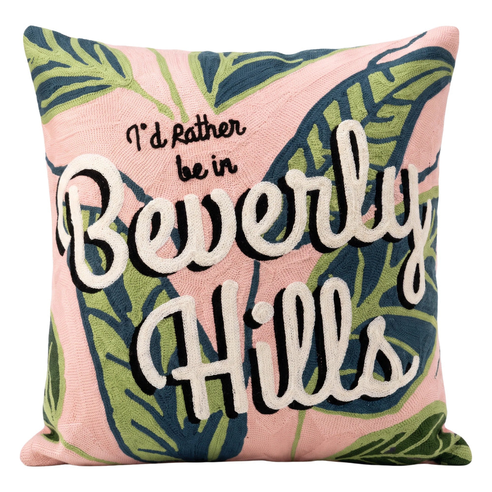 Beverly Hills Palm needlepoint cushion by The Pillow Drop